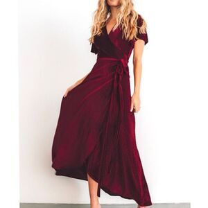 Baltic Born Burgundy High-Low Wrap Dress